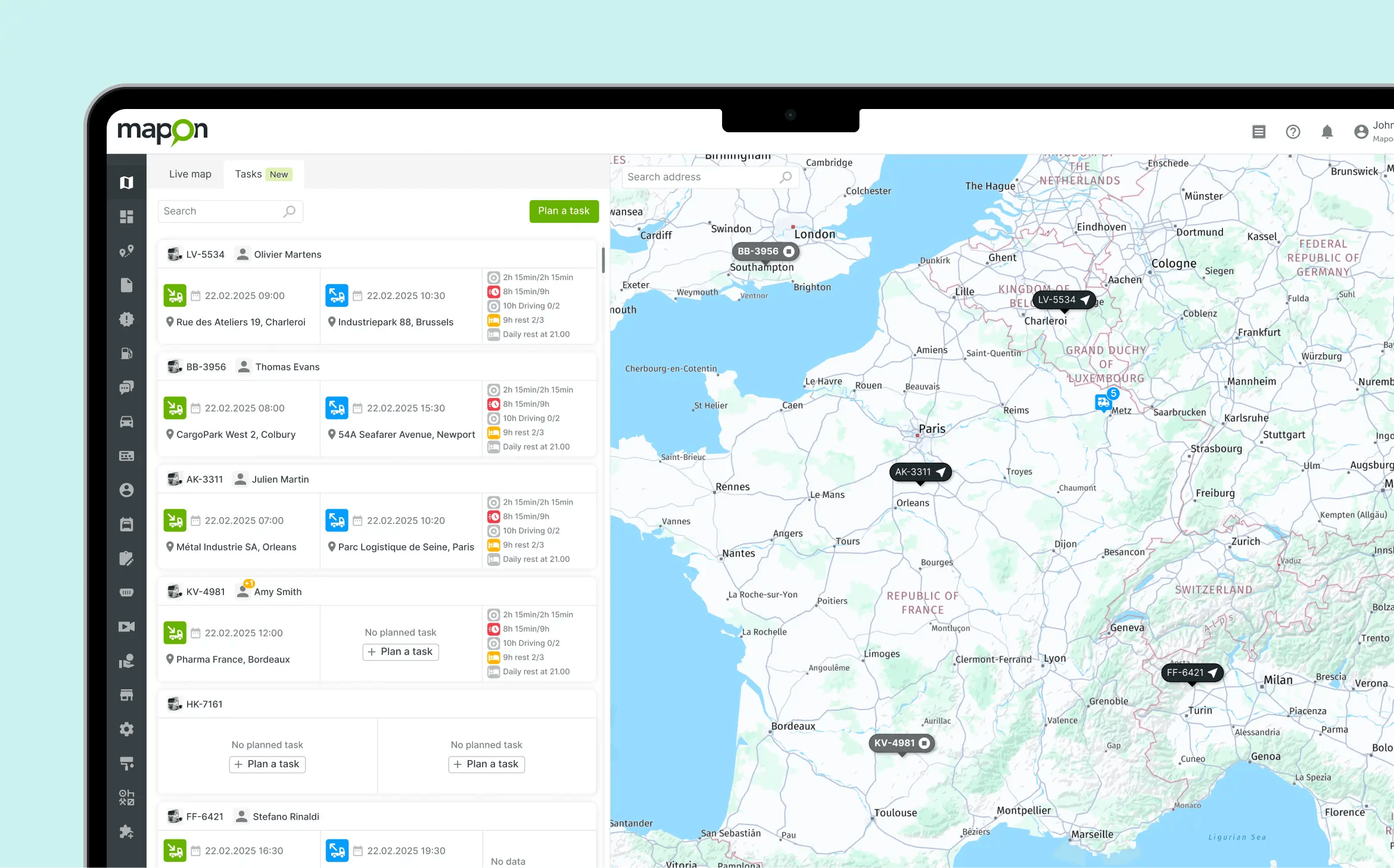 Preview of Task & Route Planning (Mapon) project